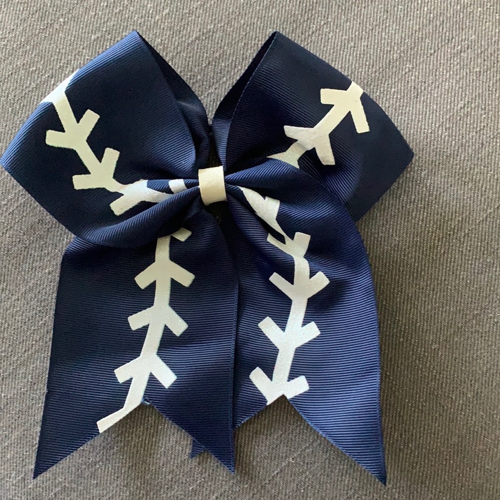 Navy and White “Yankee” Baseball/Football Hair Bow